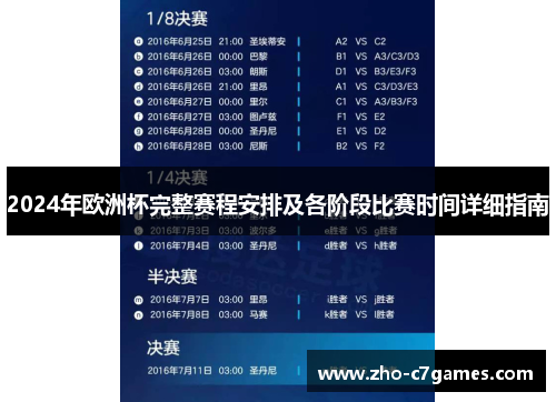 2024年欧洲杯完整赛程安排及各阶段比赛时间详细指南